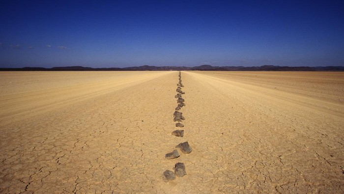 Stones marking the Danakil desert road in Djibouti (Photo by In Pictures Ltd./Corbis via Getty Images)