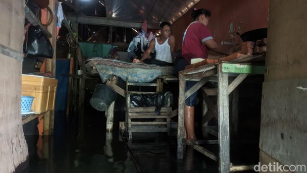 Banjir di Prapelan, Sayung, Demak. Foto diambil Rabu (4/1/2023).