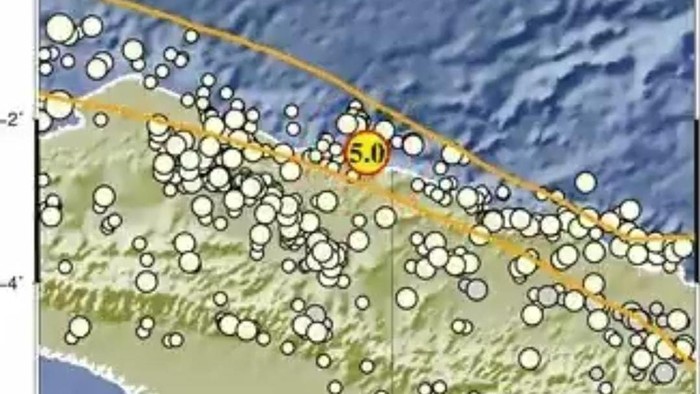 Gempa M 5,0 mengguncang Kabupaten Keerom, Papua.