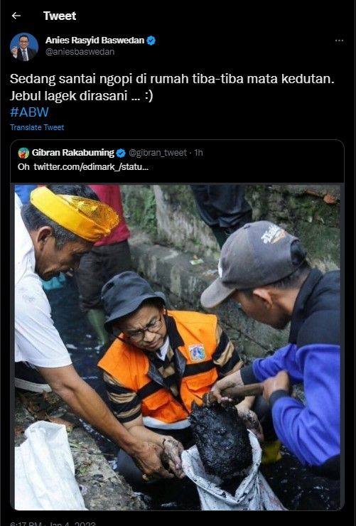 Gibran dan Anies saling berbalas cuitan (Screenshot Twitter)