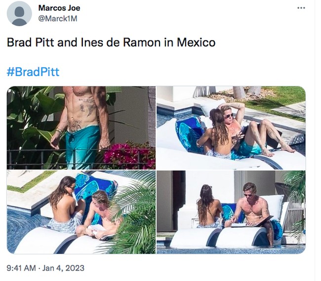 Ines de Ramon dan Brad Pitt saat ini tengah berlibur romantis ke Cabo. Dalam foto yang tersebar, keduanya sama-sama topless. Foto: dok. Instagram