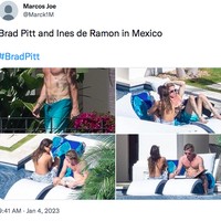 Ines de Ramon dan Brad Pitt saat ini tengah berlibur romantis ke Cabo. Dalam foto yang tersebar, keduanya sama-sama topless. Foto: dok. Instagram