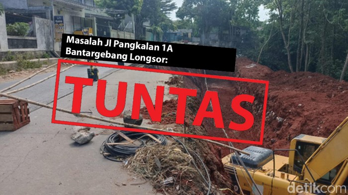 Masalah Jl Pangkalan 1A Bantargebang longsor sudah tuntas diperbaiki. (Repro: Luthfy Syahban/detikcom)