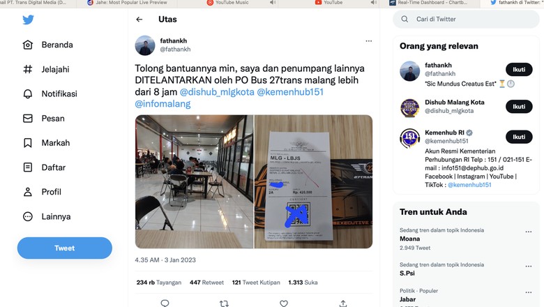 Penumpang PO 27Trans Java terlantar