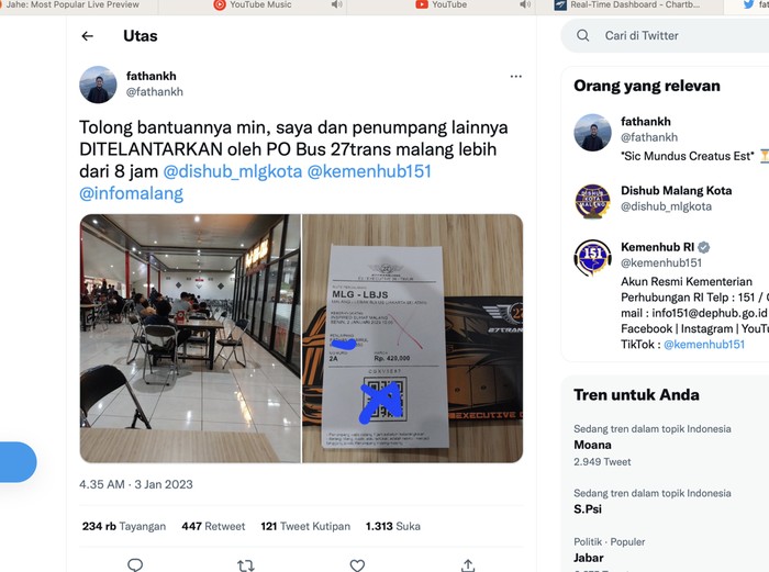 Penumpang PO 27Trans Java terlantar