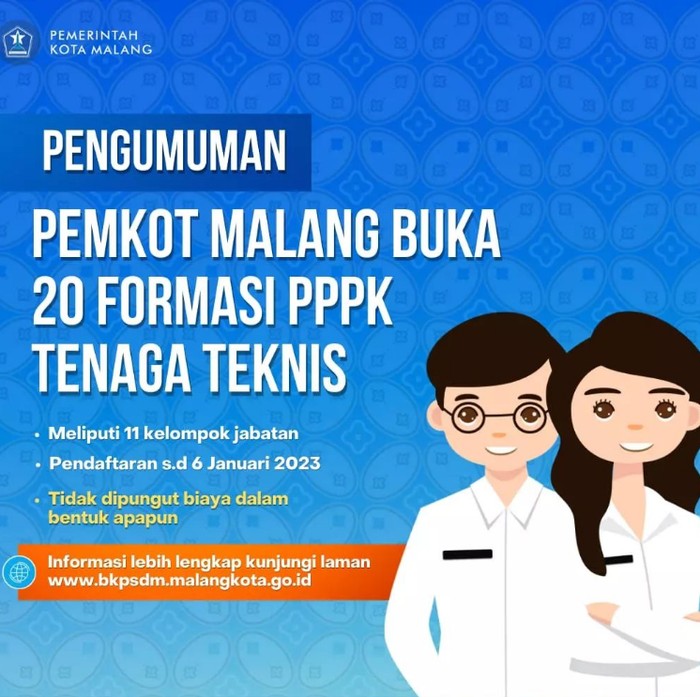 Pemkot Malang Buka Lowongan Pppk Untuk 20 Formasi Tenaga Teknis