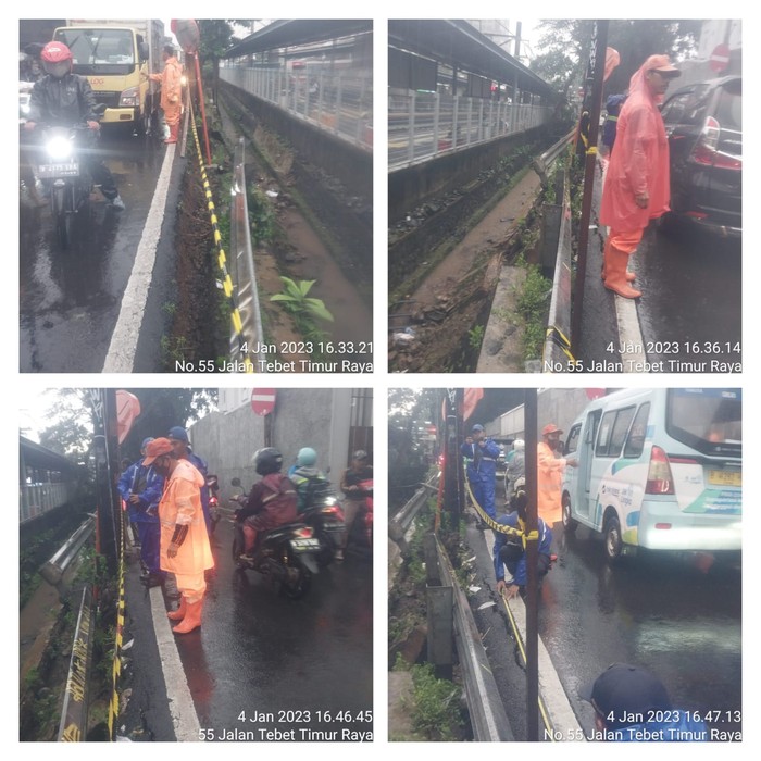 Tanggul di dekat Stasiun Tebet longsor (dok. BPBD DKI)