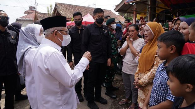 Wapres Ma'ruf Amin melakukan kunjungan kerja ke Cianjur, Jawa Barat, Rabu (4/1/2023).