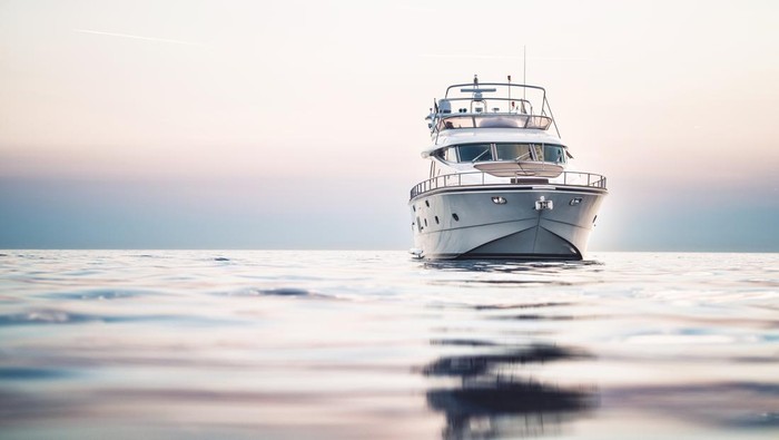 Yacht shot from the front