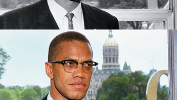 Malcolm X, di belakangnya gedung DPR negara bagian di Hartford, Connecticut Foto: Instagram/lorenzofolli_history_in_color