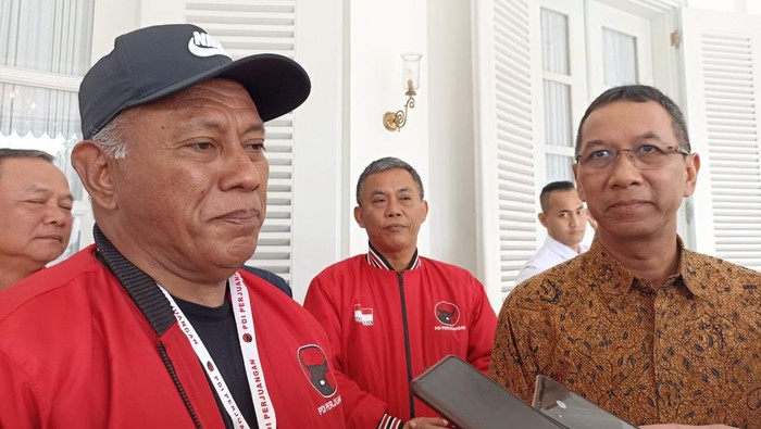 Ketua DPP PDIP Komarudin Watubun dan Pj Gubernur DKI Heru Budi (Tiara-detikcom)
