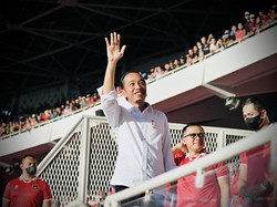 Jokowi tetap optimistis timnas Indonesia bisa melaju ke final. Dia mengatakan Indonesia masih mempunyai kesempatan untuk mengalahkan Vietnam di leg kedua. Laily Rachev/Biro Setpres  