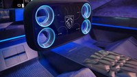 Pabrikan membekali kendaraan tersebut dengan stir unik bernama hypersquare yang terinspirasi dari pengontrol video game. Itu menggabungkan tablet yang dipasang di tengah dan empat ring kontrol yang dioperasikan dengan ibu jari. Foto: Peugeot Global.