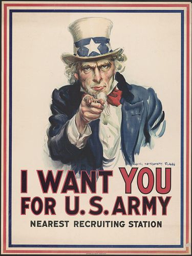 Poster Paman Sam ciptaan J. M. Flagg, I Want You for U.S. Army poster (1917)