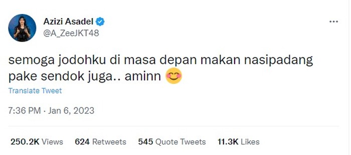 Curhat di Twitter, Zee JKT48 Ingin Jodohnya Makan Nasi Padang Pakai Sendok