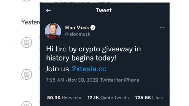 Heboh BBPJN Sulsel ikut giveaway kripto Elon Musk.