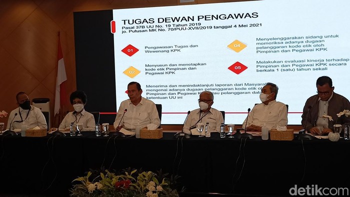 Dewas KPK menyatakan menerima 96 laporan terkait kinerja KPK selama tahun 2022. Laporan terbanyak yang diterima terkait penindakan oleh KPK. (Adrial Akbar/detikcom)