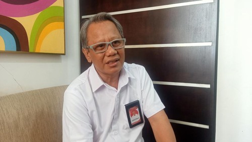 Dirut Perumda Bhukti Praja Sewakadharma, I Nyoman Putrawan (49), ketika ditemui di Kantor Bhukti Praja Sewakadharma, Jalan Raya Puputan Niti Mandala No 188 Denpasar pada Senin (9/1/2023)