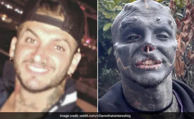 Foto before-after Anthony Loffredo bertransformasi yang jadi 'Black Alien' viral di awal tahun 2023.