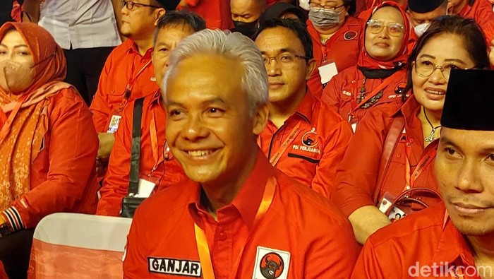 Ganjar Pranowo hadiri HUT ke-50 PDIP di JIExpo Kemayoran, Jakarta. (Yogi Ernes/detikcom).