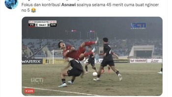 Kontribusi Asnawi selama 45 menit.  Foto: Twitter