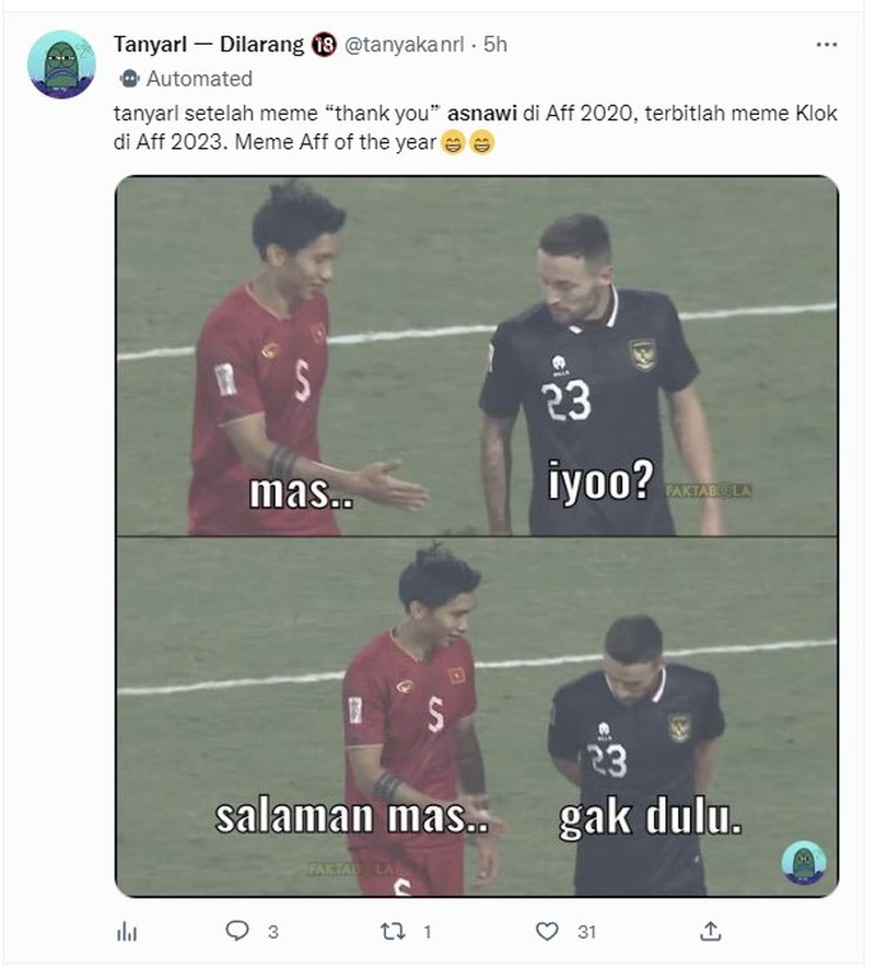 Meme Asnawi dan Klok
