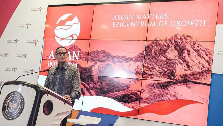 Sandiaga Uno Menteri Pariwisata dan Ekonomi Kreatif Sandiaga Salahuddin Uno dalam The Weekly Brief With Sandi Uno, Gedung Sapta Pesona, (9/1/2023).
