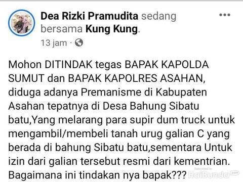 Unggahan di Facebook yang menarasikan aksi premanisme dalam sebuah video viral di Asahan. (Istimewa)