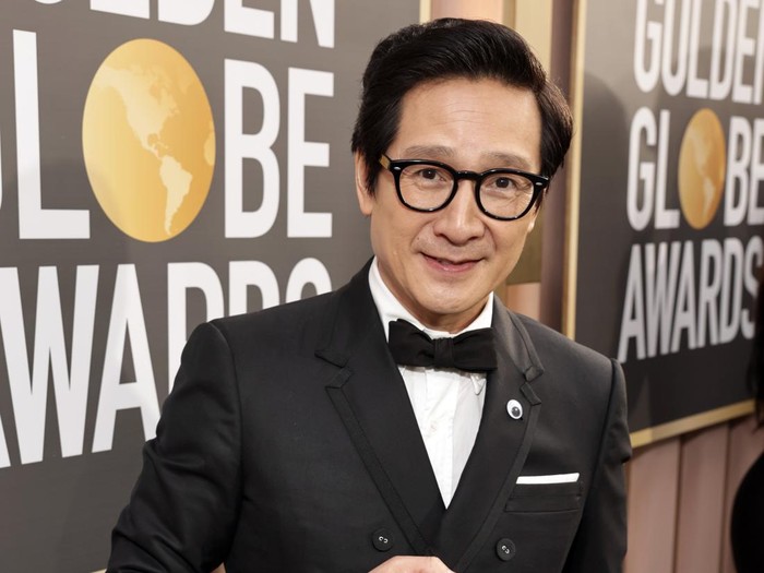 BEVERLY HILLS, CALIFORNIA - JANUARY 10: 80th Annual GOLDEN GLOBE AWARDS -- Pictured: (l-r) Ke Huy Quan arrives at the 80th Annual Golden Globe Awards held at the Beverly Hilton Hotel on January 10, 2023 in Beverly Hills, California. --  (Photo by Todd Williamson/NBC/NBC via Getty Images)