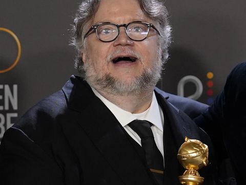 Guillermo del Toro Guillermo del Toro poses in the press room with the award for best motion picture, animated for