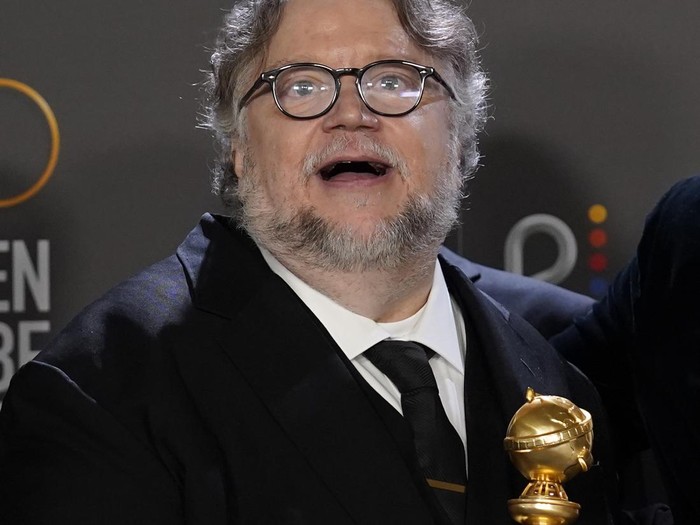 Guillermo del Toro Guillermo del Toro poses in the press room with the award for best motion picture, animated for Guillermo del Toros Pinocchio at the 80th annual Golden Globe Awards at the Beverly Hilton Hotel on Tuesday, Jan. 10, 2023, in Beverly Hills, Calif. (Photo by Chris Pizzello/Invision/AP)