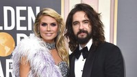 Heidi Klum tampil bersama sang kekasih Tom Kaulitz di Golden Globe 2023. Invision/Jordan Strauss