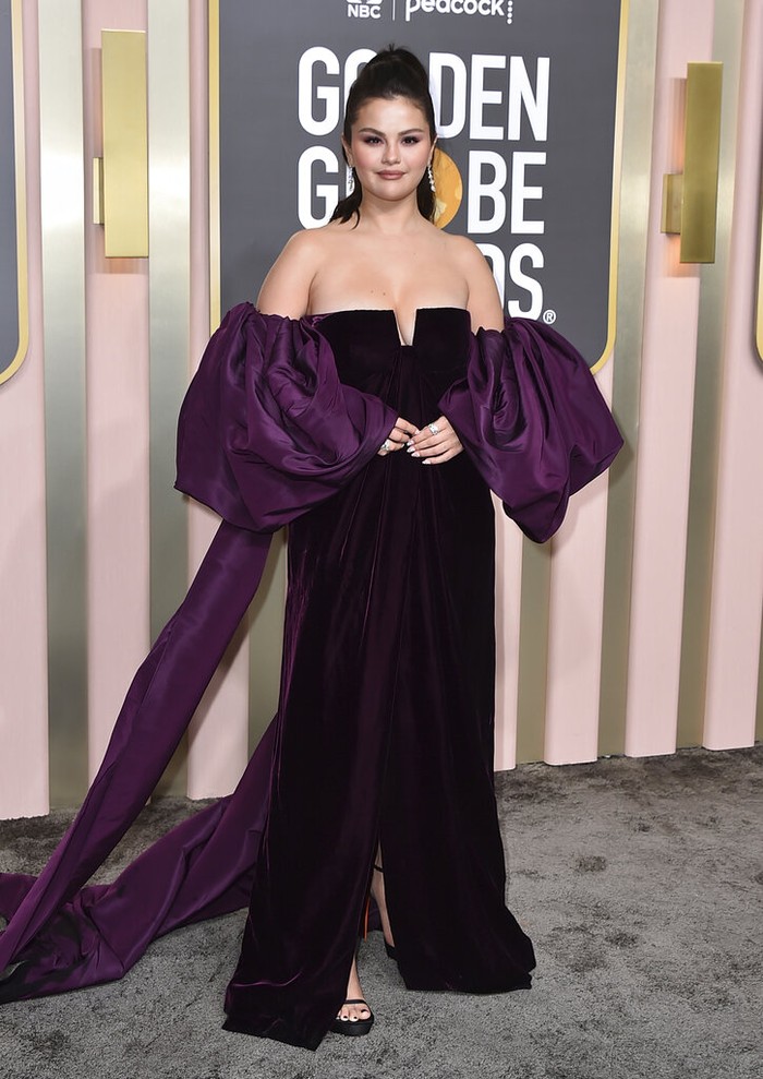 Selena Gomez Selena Gomez arrives at the 80th annual Golden Globe Awards at the Beverly Hilton Hotel on Tuesday, Jan. 10, 2023, in Beverly Hills, Calif. (Photo by Jordan Strauss/Invision/AP)