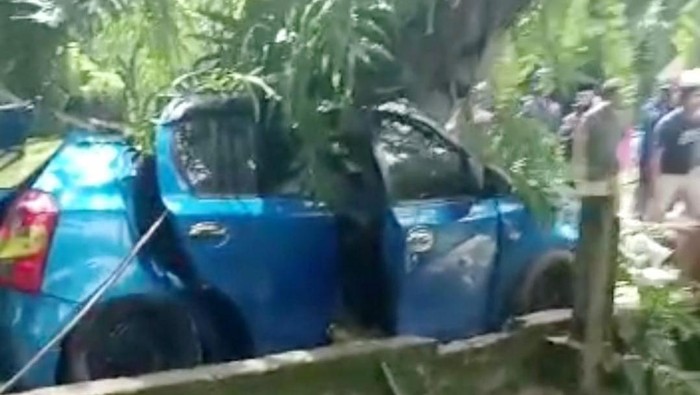 Mobil tertimpa pohon tumbang di Kabupaten Gowa, Sulawesi Selatan (Sulsel).