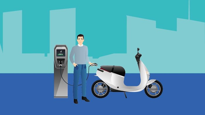 Infografis biaya ubah motor bensin ke listrik