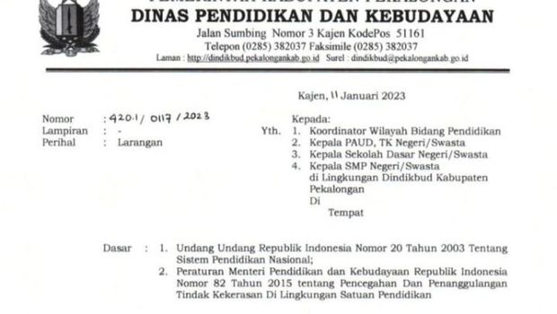 Dindikbud Pekalongan larang siswa bawa lato-lato ke sekolah.