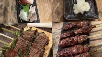 Gonpachi Nishi-Azabu merupakan salah satu restoran ternama di Jepang. Di sana, Sandra menyantap aneka yakitori autentik Jepang. Foto: Instagram @sandradewi88