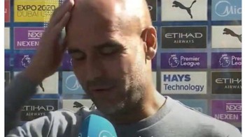 Meme juru taktik Man City, Pep Guardiola, kok bisa gak ada shoot on target. Foto: Twitter