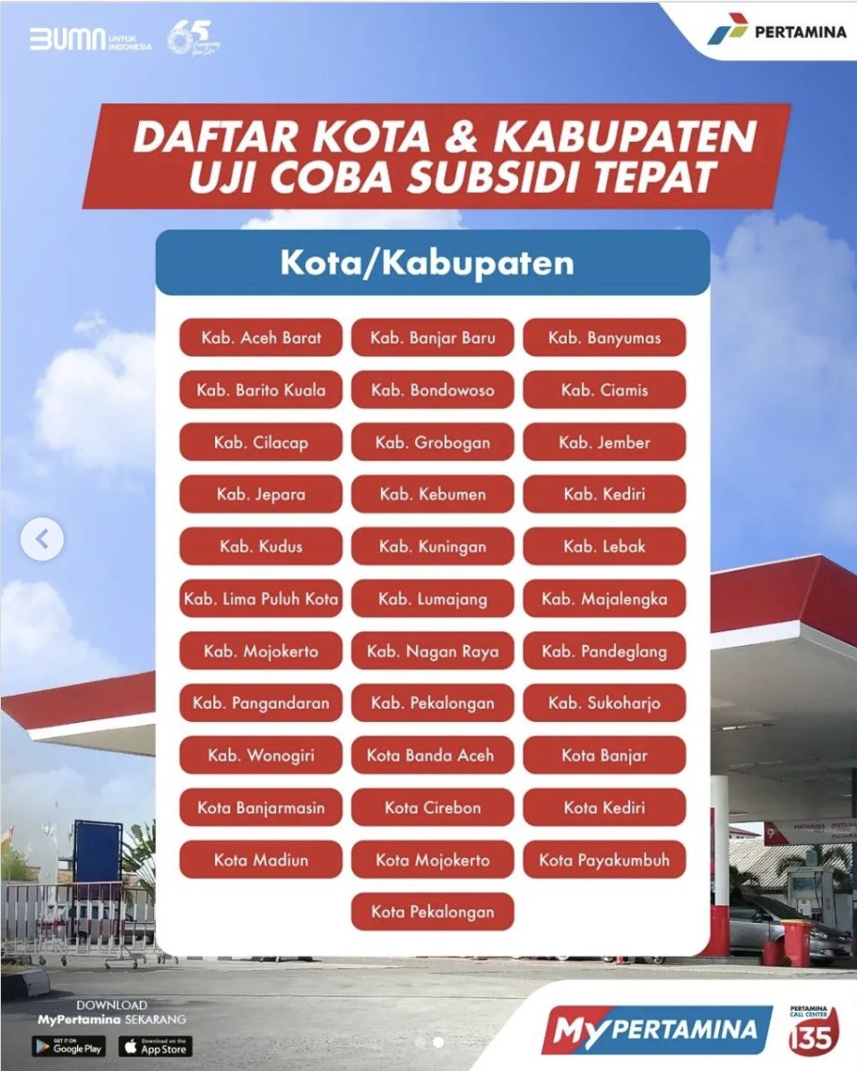 Pembatasan solar subsidi akan di uji coba pada beberapa daerah. (Instagram @ptpertaminapatraniaga)