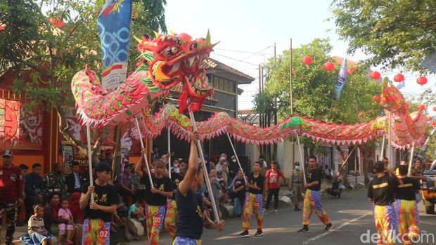 Pembukaan Pasar Imlek di Kelenteng Hok Tik Bio, Pati, Kamis (12/1/2023).