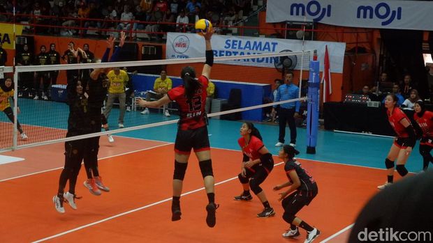 Jakarta BIN saat mengalahkan Gresik Petrokimia Pupuk Indonesia di GOR Satria Purwokerto, Jumat (13/1/2023).
