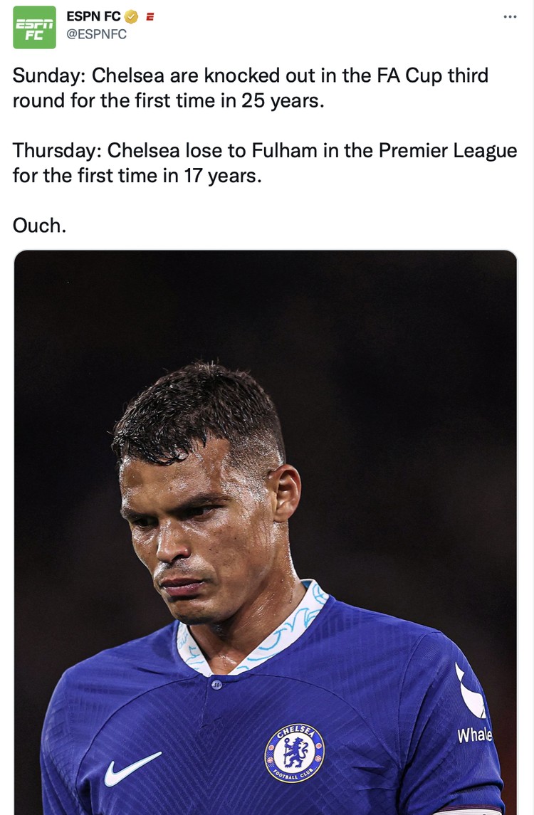 Meme Meme kocak Chelsea kalah dari Fulham.
