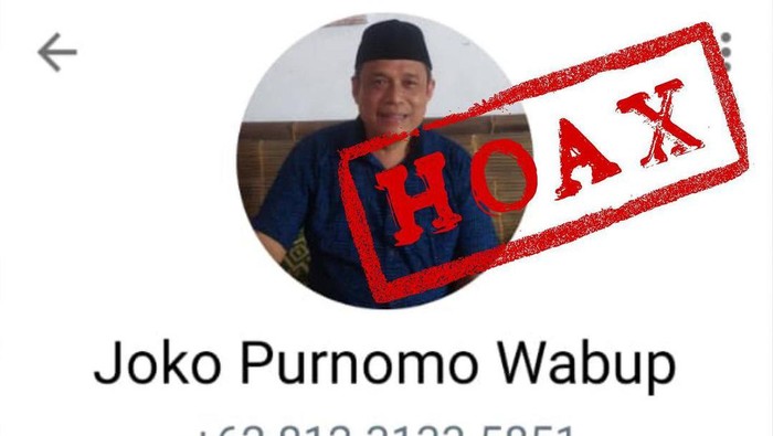 Pemberitahuan dua nomor yang mengaku Wabup Joko B. Purnomo dan menipu tempat-tempat ibadah.