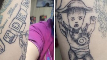 Siapa yang mau punya tato mirip ini, acung jari! Foto: Group member via Bored Panda