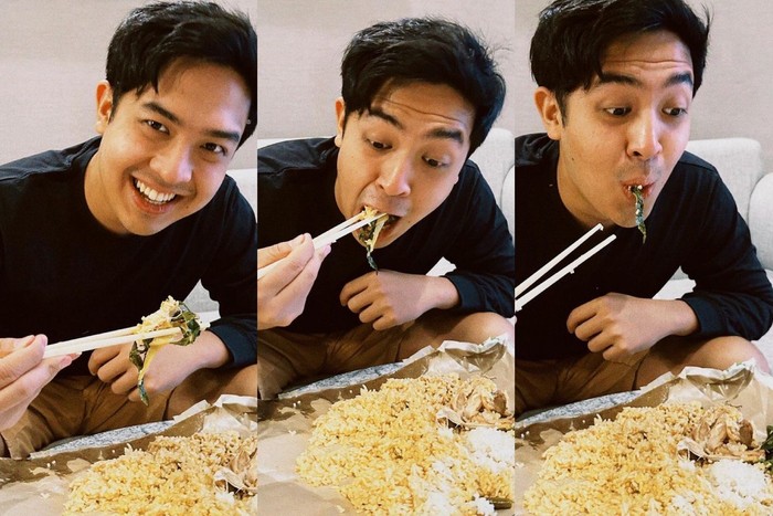Jerome Polin makan nasi padang pakai sumpit