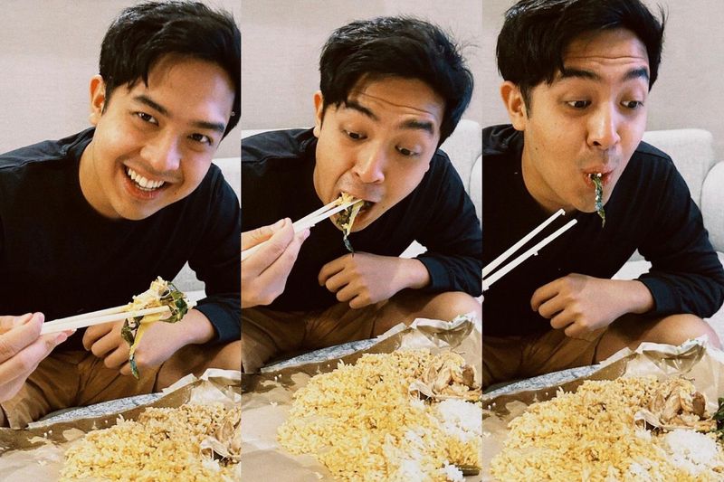 Jerome Polin makan nasi padang pakai sumpit
