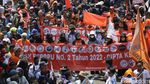 Massa Partai Buruh Menyemut di Patung Kuda