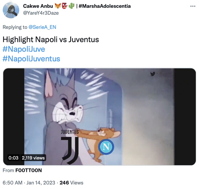 Meme Juventus kalah telak dikalahkan Napoli