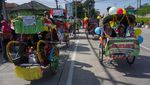 Meriahnya Parade Gunungan dan Karnaval Becak Hias di Pekalongan