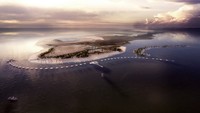 Dirancang oleh Killa Design, Resort Shebara akan sepenuhnya didukung oleh tenaga surya, sementara air tawarnya dipasok oleh pabrik desalinasi milik resor yang juga bertenaga surya. (Killa Design)